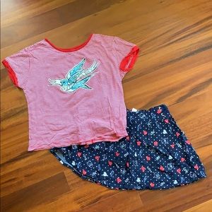 Girls soft summer shirt and skort patriotic outfit